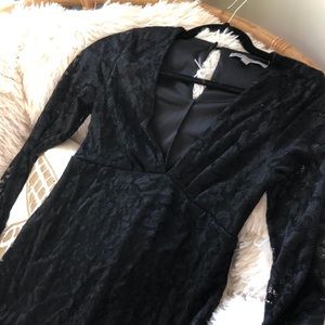 Black lace long sleeve dress